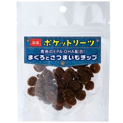 画像1: 貝沼産業 ポケットリーツ まぐろとさつまいもチップ 25g [ 犬用おやつ 血液サラサラ お散歩のおやつに ]